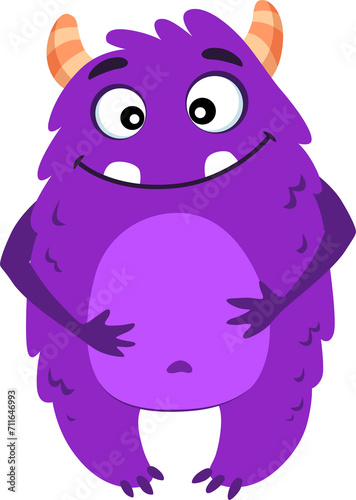 Purple funny monster  baby beast cute character