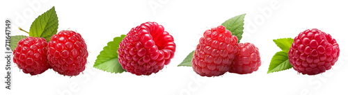 Set of raspberry isolated on transparent background.  photo