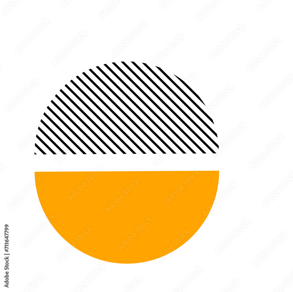 Trendy half yellow circle memphis geometric shape