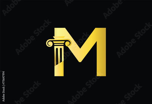 Low firm logo with latter M vector template, Justice logo, Equality, judgement logo vector illustration