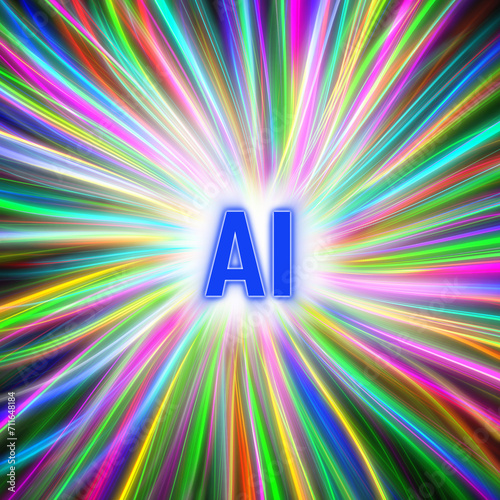 Bunte Grafik zum Thema Künstliche Intelligenz mit den Buchstaben AI als 3d gerenderte Illustration