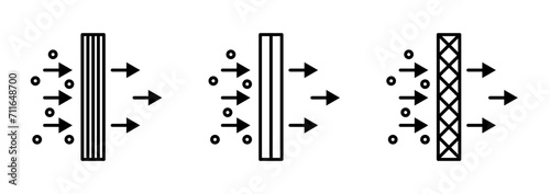 Air Purification Line Icon. Clean air filtration icon in black and white color. photo