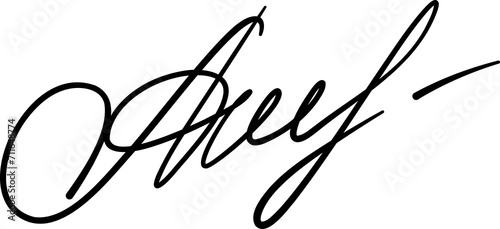 Fake signature with bold line written with pen photo