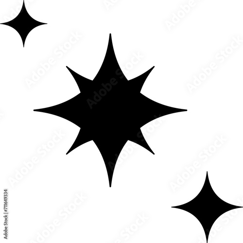 Retro futuristic sparkle icons, star shapes