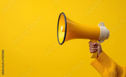 Brunette Woman Announcing Final Sales with Passion on Black Friday Megaphone
