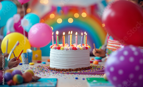 Birthday cake with candles, birthday party for children