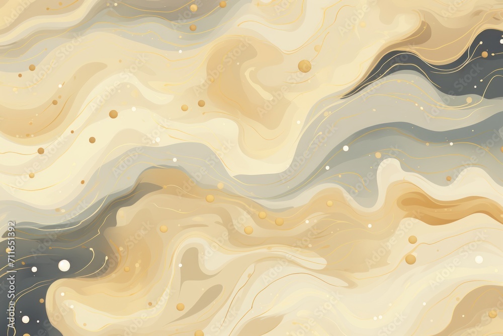 Beige magic starry night. Seamless vector pattern with stars texture marble