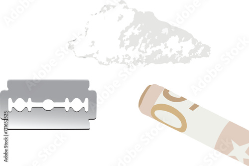 cocaine snorting kit with razor blade-