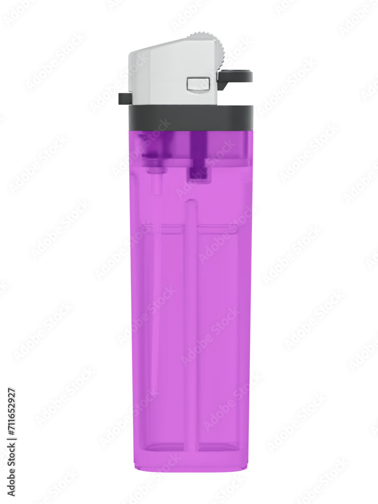 Plastic transparent classic lighter with lit fire. Vector illustration on checkered background Plastic transparent classic lighter with lit fire. Vector illustration on checkered background