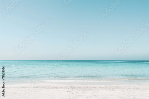 Serene beach with calm turquoise waters and clear skies