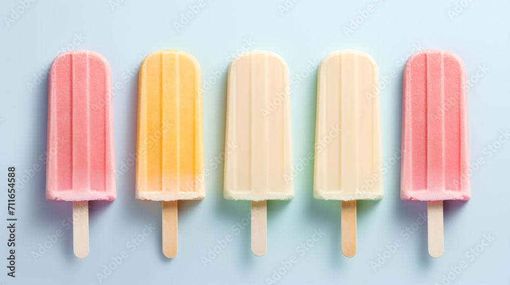 Set of various colorful fruit and berry popsicles Set of various colorful fruit and berry popsicles