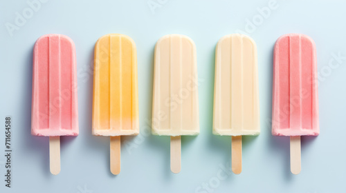 Set of various colorful fruit and berry popsicles