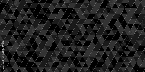 Abstract Black and gray square triangle tiles pattern mosaic background. Modern seamless geometric dark black pattern low polygon and lines Geometric print composed of triangles.