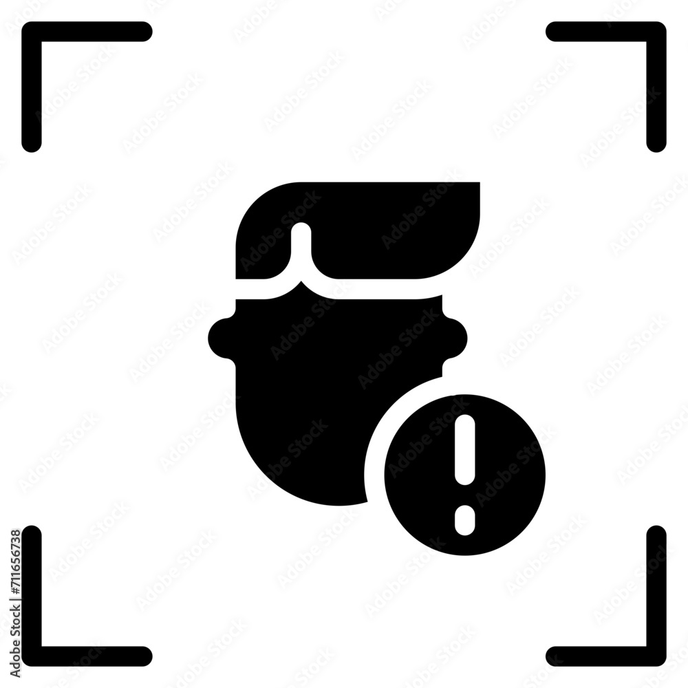Face Detection Warning icon vector image. Can be used for Biometrics. Face Detection Warning icon vector image. Can be used for Biometrics.