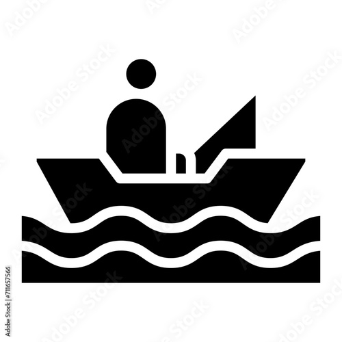 Fisherman In a boat icon vector image. Can be used for Trekking.