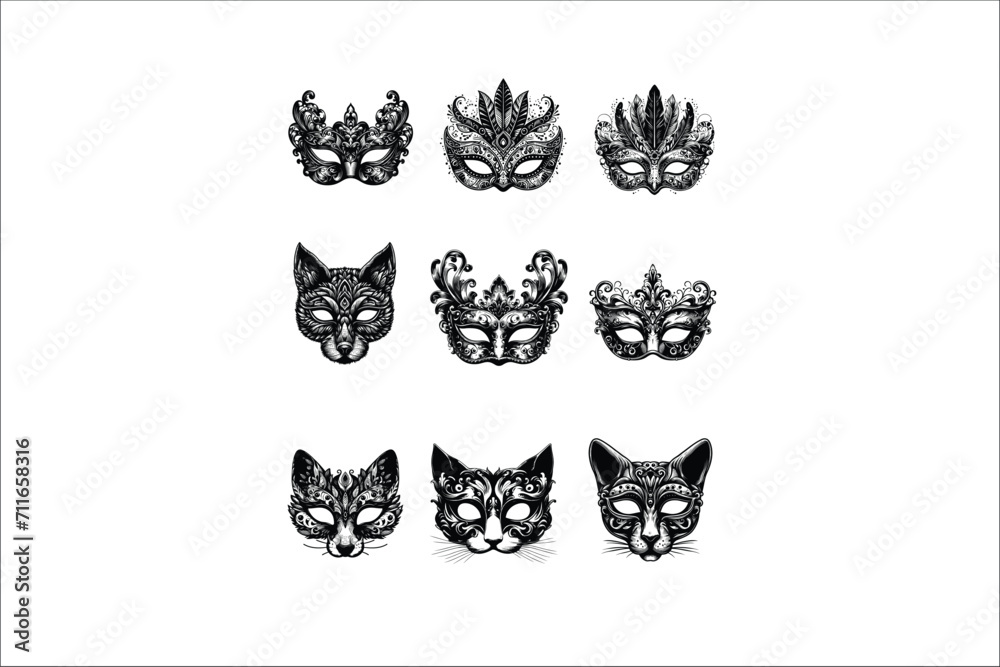 Ethereal Masks: Professional Masquerade Graphics Bundle
