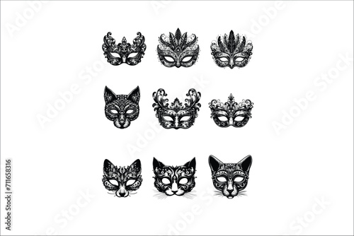 Ethereal Masks: Professional Masquerade Graphics Bundle