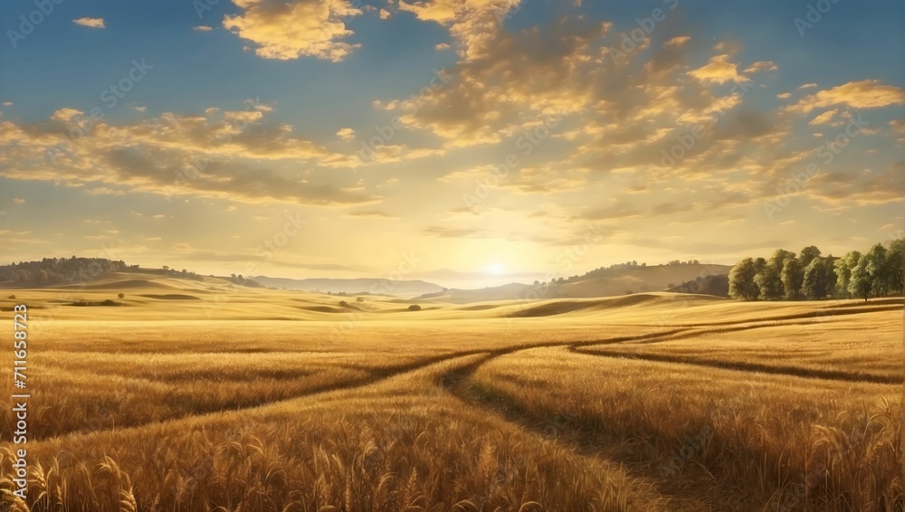 golden fields of grain, meadow, pasture, 4k, ultra realistic, high detailed. generative AI