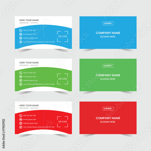 Modern business card template vector illustration front and back horizontal presentation creative corporate luxury elegant orientation with mockup presentation.