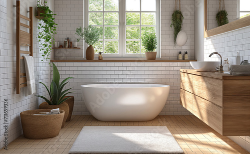 bathroom interior design Scandinavian Style Generative AI