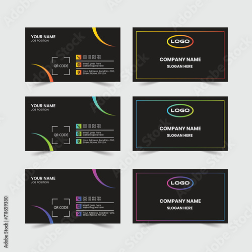  Clean corporate business card design template creative luxury elegant business with front and back horizontal card business card orientation presentation.