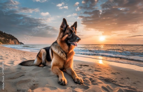 chien berger allemand sur une plage © AlcelVision