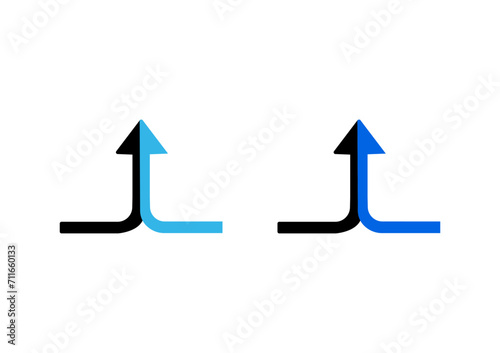 Two Arrows Merging into One Icon Set. Vector illustration