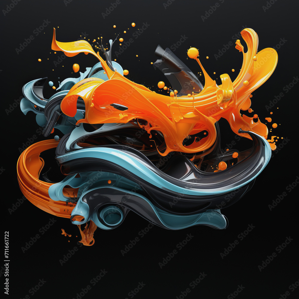 Abstract Bright Orange Liquid Art.