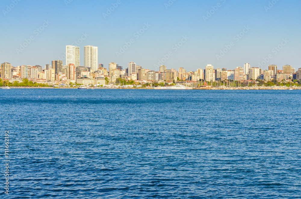 scenic view from Moda Park promenade (Kadikoy, Istanbul, Turkiye)