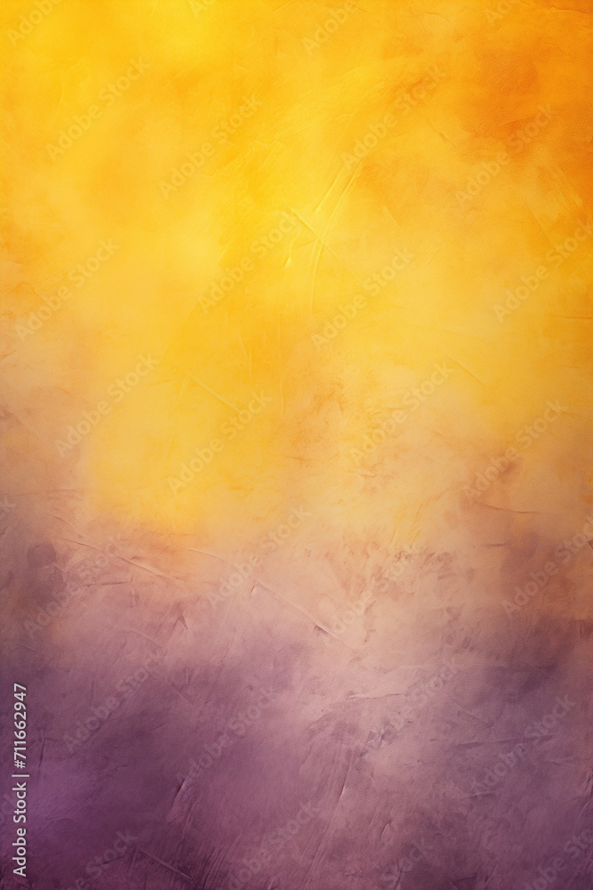 Grainy texture background in yellow and purple tones. Rough wall surface of modern colors and gradients. Frame with abstract design pattern.