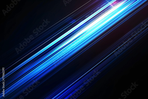 Blue diagonal light beams with glowing edges on a dark background