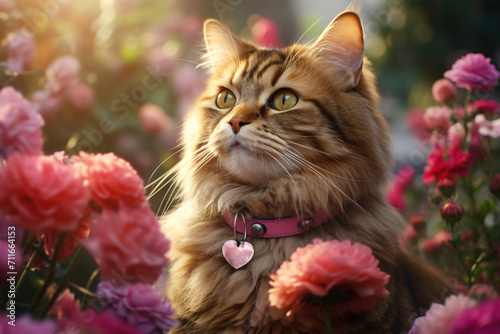 cat with flower view