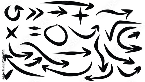 math hand drawn arrows, doodle marker illustration vector design illustrator template in trendy style, vector eps 10.