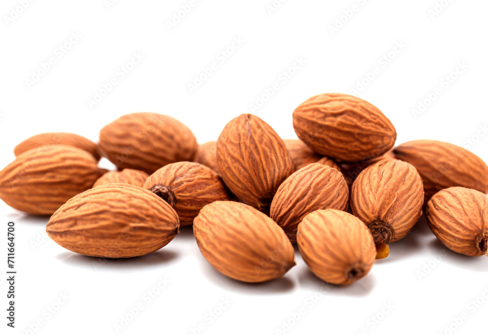 Organic almonds isolated on white background Organic almonds isolated on white background