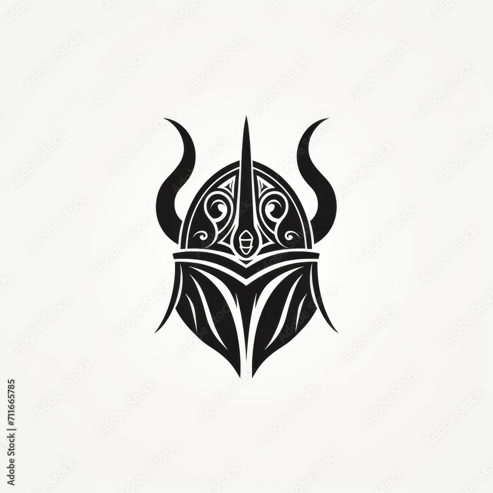 Viking Helmet tattoo design. Generative AI Viking Helmet tattoo design. Generative AI