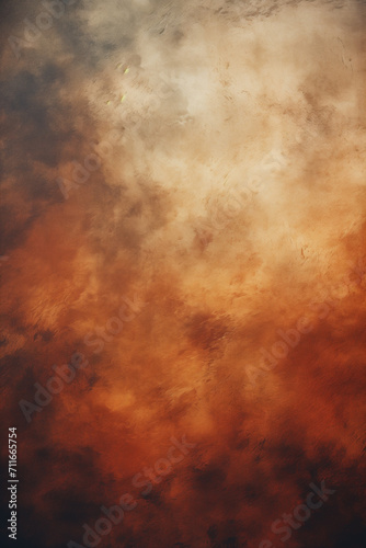 Grainy texture background in earth and coffee tones. Rough wall surface of modern colors and gradients. Frame with abstract design pattern.