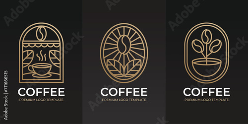 Creative Line Art Coffee Logo Collection Set