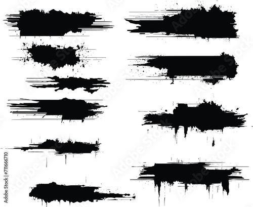 vector Modern brush stroke grunge on white background- black painted brush stroke
