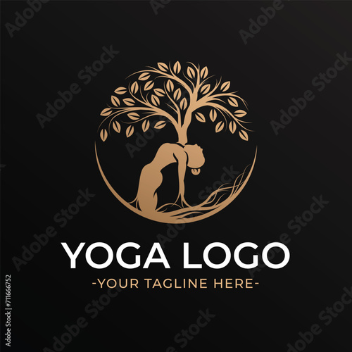 Gold Woman Natural Tree Logo