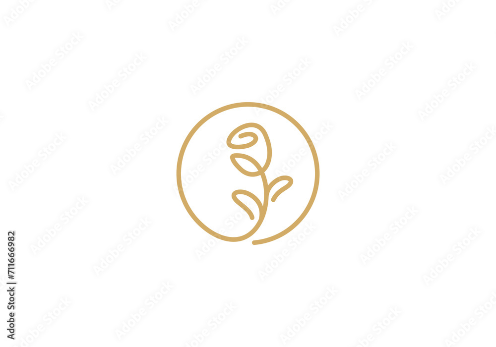 rose logo flower in circle shape linear style luxury symbol design template rose logo flower in circle shape linear style luxury symbol design template