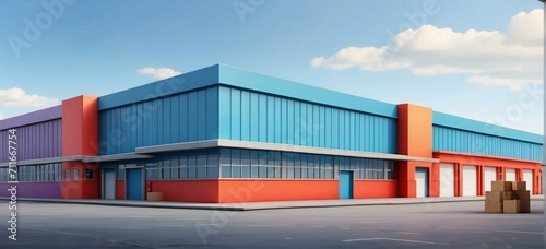 logistics center or warehouse in realistic colors