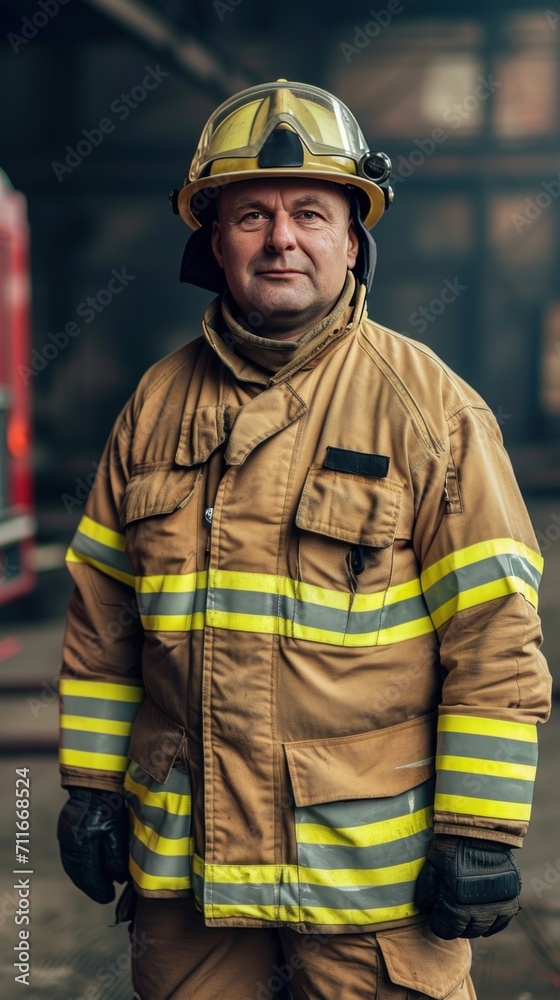 Portrait of fireman full body standing Portrait of fireman full body standing