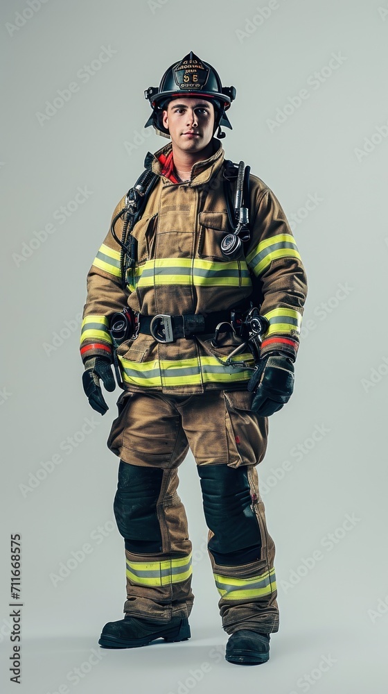 Portrait of fireman full body standing Portrait of fireman full body standing