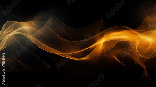 Abstract Golden Waves Flowing Gracefully Against a Dark Background