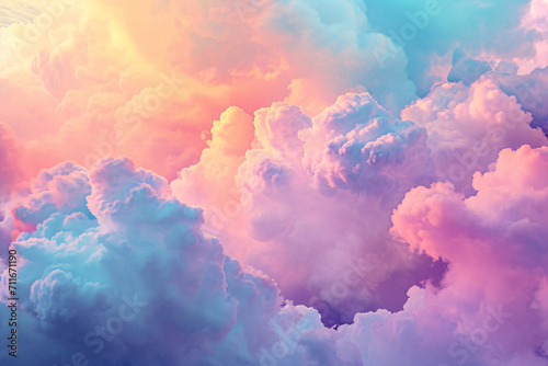 Pastel clouds in a dreamy pink and blue sky © alexandr
