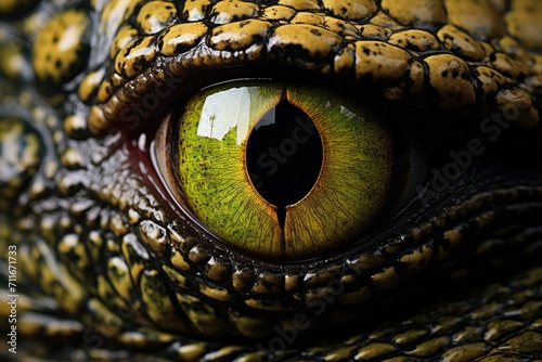 Closeup of alligator and crocodile eyes.