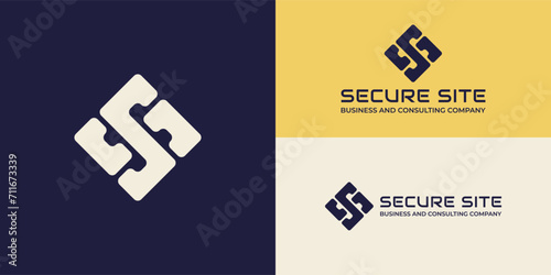 abstract initial letter SS logo in gold and yellow color isolated in blue navy background applied for business company logo design also suitable for the brands or companies that have initial name SS