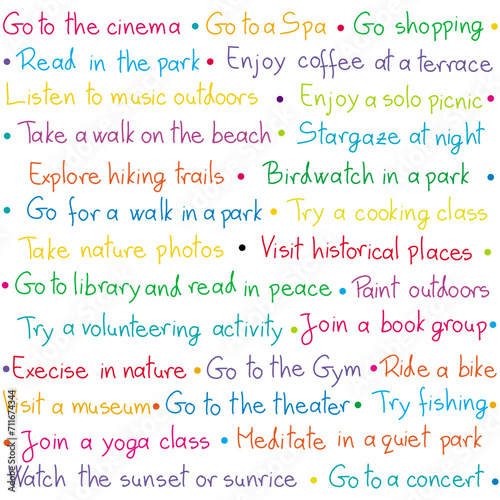 Outdoor activities to do alone. Options to spend free time going out.