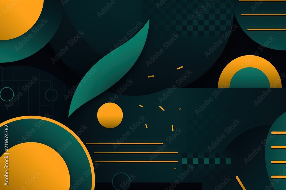 Colorful animated background, in the style of linear patterns and shapes, rounded shapes, dark onyx and jade, flat shapes