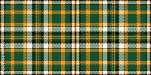 Outside textile seamless fabric, vogue pattern vector texture. Autumn tartan background check plaid in green and orange colors.